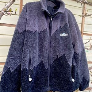 Patagonia Muluc Argentina deep pile gradient grey and navy zip up